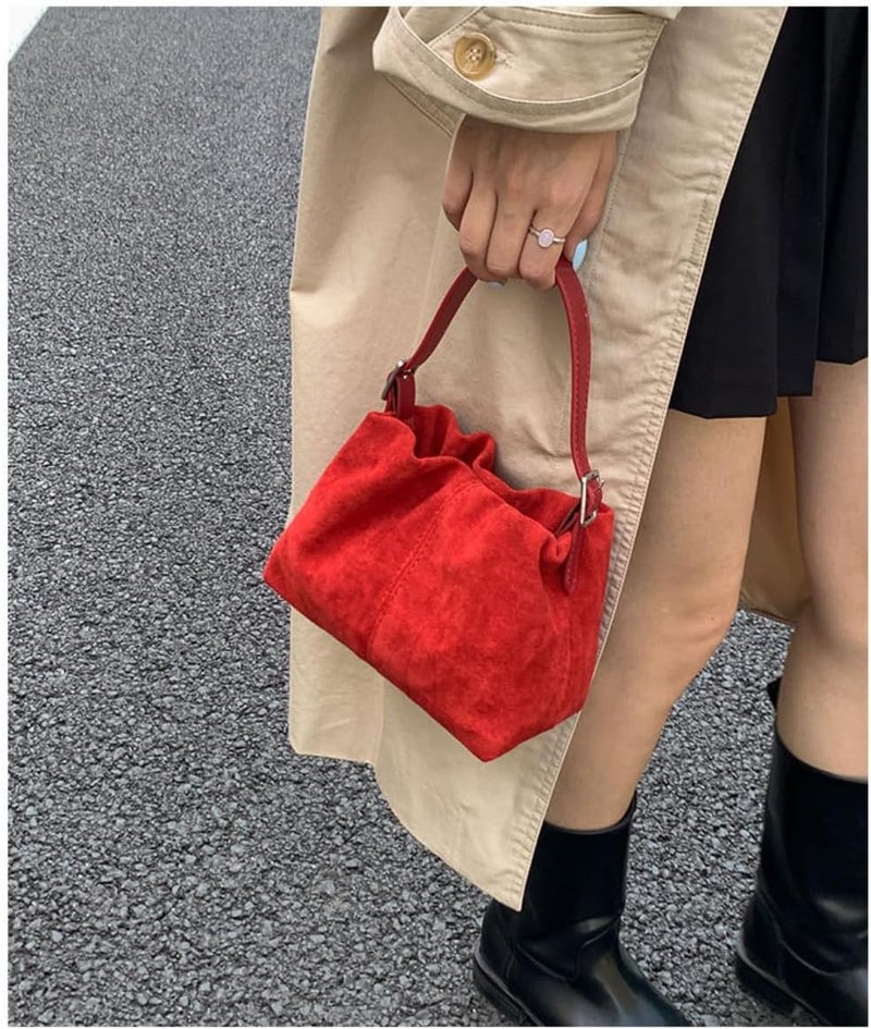 KeAiDMon Women Vintage Suede Handbags Tote Handbag Drawstring Bucket Bag Slouchy Crossbody Shoulder Bag Satchel Everyday Purse - Image 2